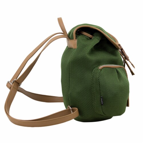 Bodhi Drawstring Flap Backpack - Army Green Perspective: left