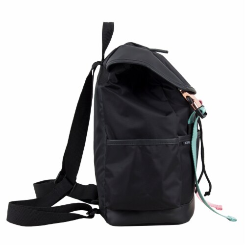 Bodhi Stella Nylon Fashion Drawstring Backpack - Black Perspective: left