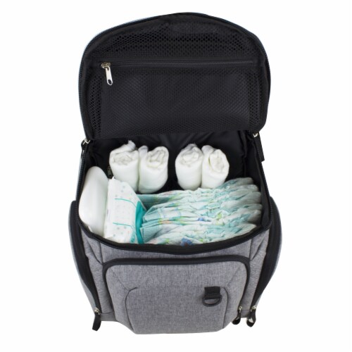Bodhi Baby Wooster Street Diaper Backpack - Mid-grey Chambray Perspective: left