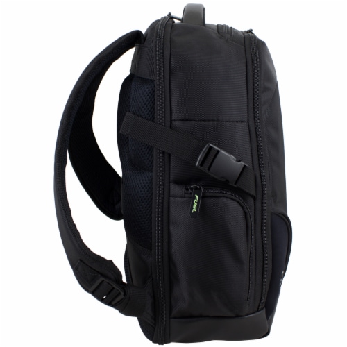 Fuel Sentry TSA Friendly Tech Backpack - Black with Celery Trim Perspective: left