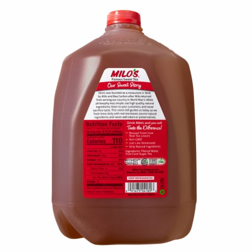 Milo's® Famous Sweet Iced Tea Carton Perspective: left