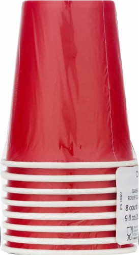 Celebrations Paper Cups 9 Oz. Classic Red 8/Pack (563548) Perspective: left