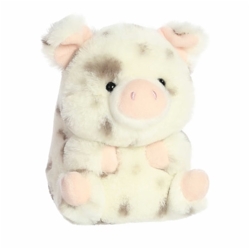 Aurora Mini White Rolly Pet 5 inches Periwinkle Pig Round Stuffed ...