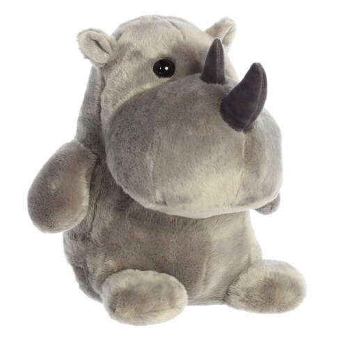 Aurora Medium Gray Happy Hippo and Friends 11 inch Happy Rhino Whimsical Stuffed Animal, One ...