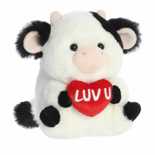 Aurora Mini White Rolly Pet 5 inch Luv U Cow Lovely Stuffed Animal, One ...