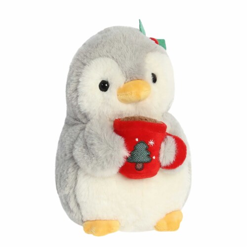 Aurora Small Grey PomPom Penguin 8 Hot Cocoa Festive Stuffed