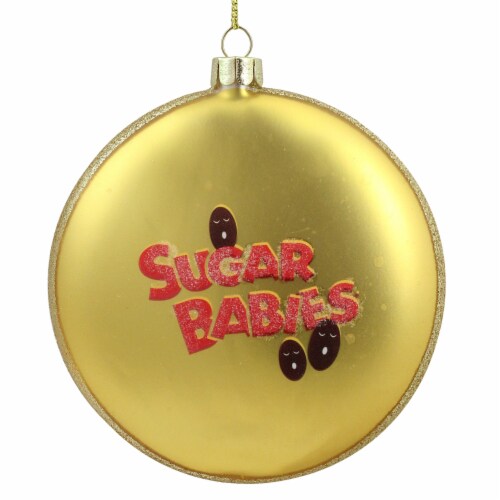 Northlight 4  Gold and Red Tootsie Roll Sugar Babies Caramel Candies Disc Christmas Ornament Perspective: left