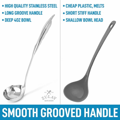 Zulay Kitchen Stainless Steel Ladle with Comfortable Grip 12 Inch Perspective: left