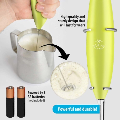Zulay Kitchen MILK BOSS Milk Frother With Stand - Lime Green Perspective: left