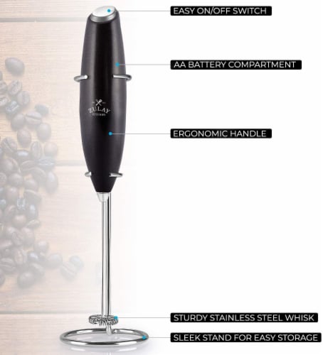 Zulay Kitchen MILK BOSS Milk Frother With Stand - Metallic Black Perspective: left