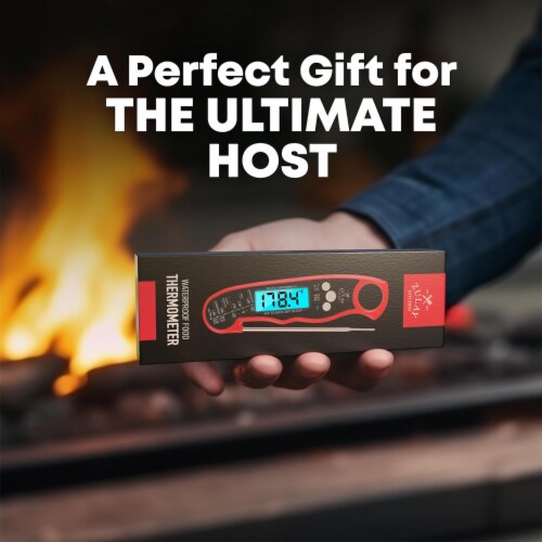 Zulay Kitchen Digital Meat Thermometer - Red and Black Perspective: left