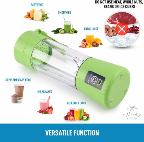 Zulay Kitchen Portable Blender - USB Rechargeable Portable For Travel - Green Perspective: left