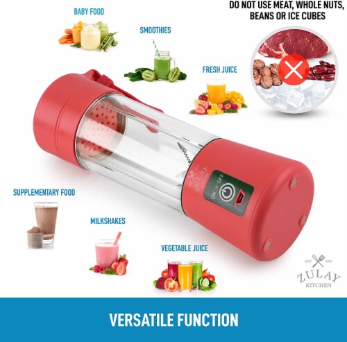 Zulay Kitchen Portable Blender - USB Rechargeable Portable For Travel - Red Perspective: left