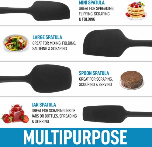 Zulay Kitchen Silicone Spatula Set with Durable Stainless Steel Core - Black Perspective: left