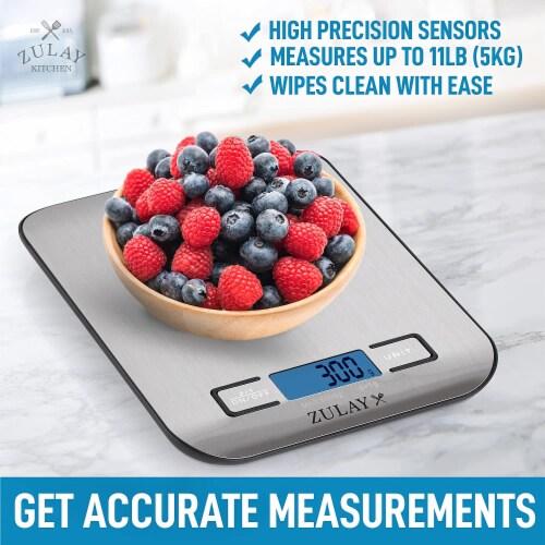 Zulay Kitchen Precision Digital Food Scale Weight Grams and Oz, LB, KG, ML,  1 - Baker's