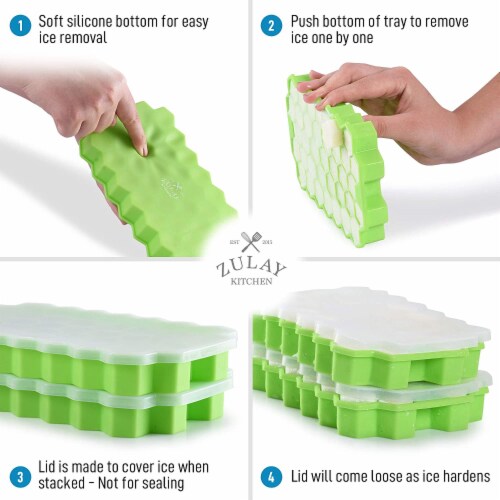 Zulay Kitchen Honeycomb Shaped Silicone Ice Cube Tray Set- 2 Pack Perspective: left