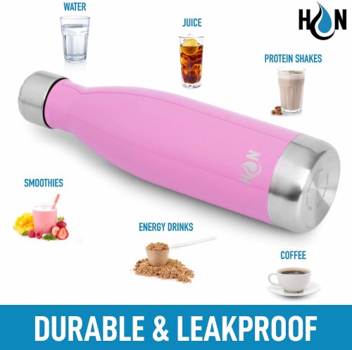 Zulay Kitchen Hydration Nation Stainless Steel Water Bottle - Bubble Gum Perspective: left