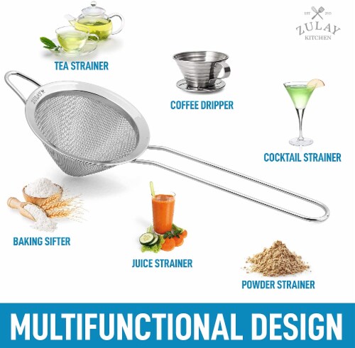 Zulay Kitchen Cone Shaped Cocktail Strainer - Silver Perspective: left
