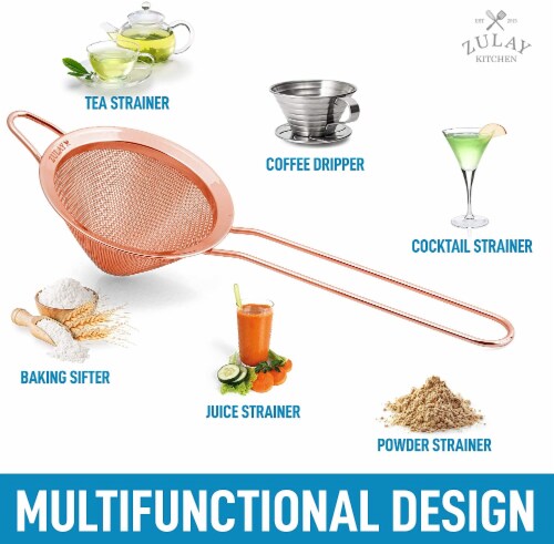 Zulay Kitchen Cone Shaped Cocktail Strainer - Rose Gold Perspective: left