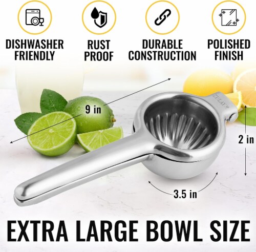 Zulay Kitchen Extra Large Heavy Duty Stainless Steel Lemon Squeezer Perspective: left
