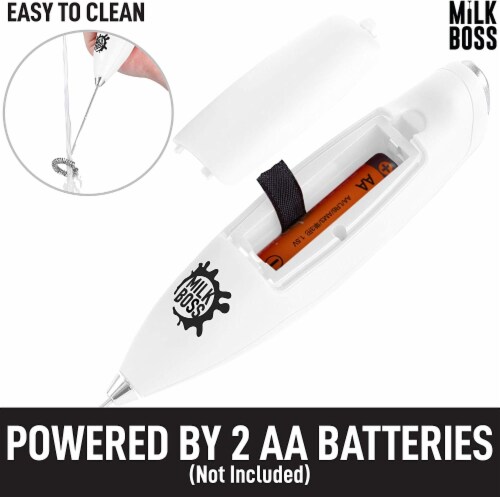 Zulay Kitchen Milk Boss Milk Frother With Holster Stand - White Perspective: left