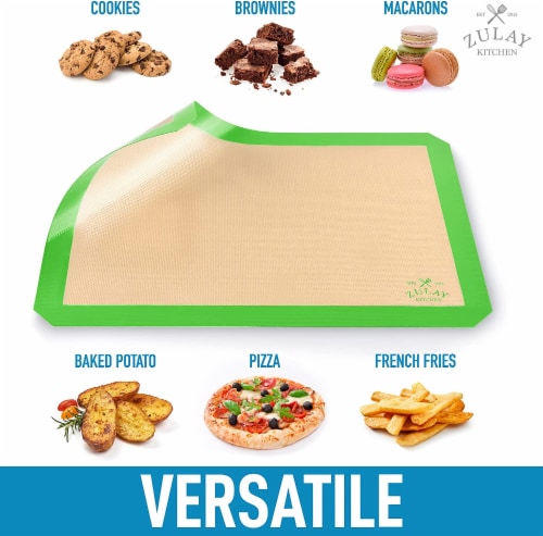 Zulay Kitchen Silicone Baking Mat Sheet 2-Pack - Light Green Perspective: left