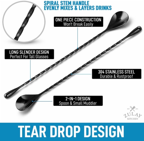 Zulay Kitchen Cocktail Spoon - Black Perspective: left