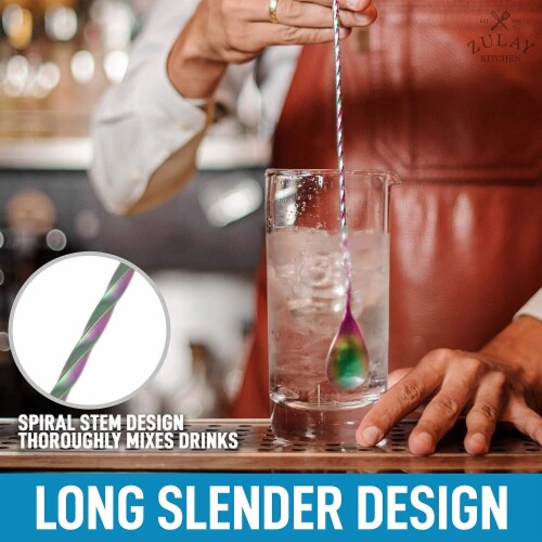 Zulay Kitchen Cocktail Spoon - Rainbow Perspective: left