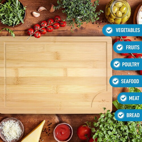 Wooden Cutting Boards for Kitchen with Juice Groove and Handles - Bamboo Chopping  Boards Set, 1 - Kroger