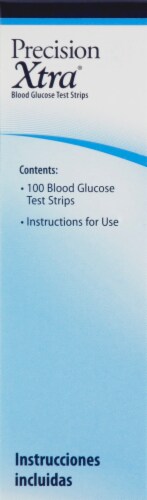 Precision Xtra Blood Glucose Test Strips Perspective: left