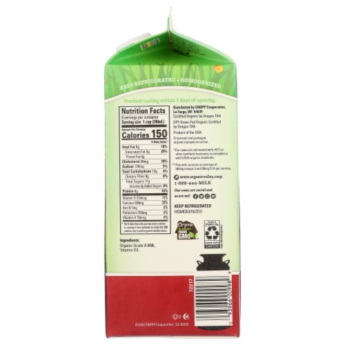 Organic Valley® Grassmilk® Grassfed Whole Milk Half Gallon Perspective: left