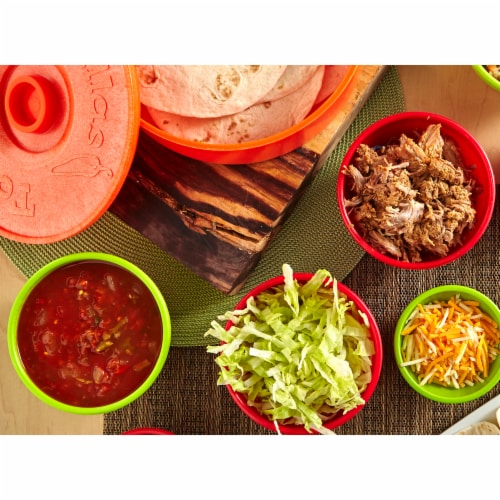 IMUSA Salsa Dish - Red/Yellow/Green Perspective: left