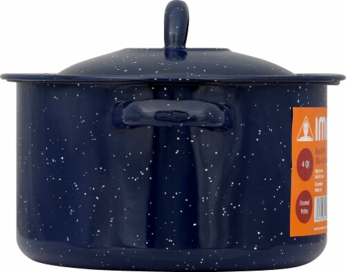 Imusa® Enamel Stock Pot with Lid - Blue Perspective: left