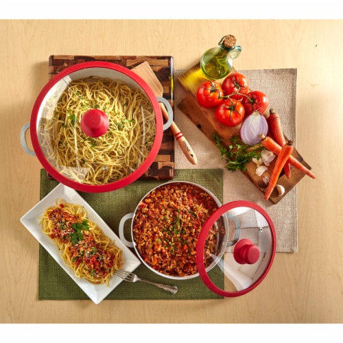 IMUSA Ceramic Nonstick Caldero Set with Lids - Red Perspective: left