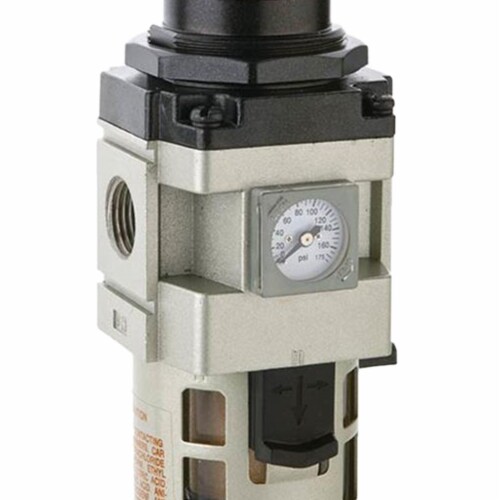 MaxLine 100 Ft 0.75 In Semi-Flexible Air Tubing Kit & Filter Regulator w/ Gauge Perspective: left