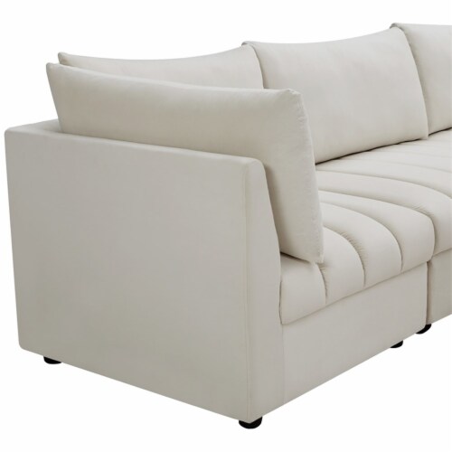 Meridian Furniture Jacob Cream Velvet Modular Sectional Perspective: left
