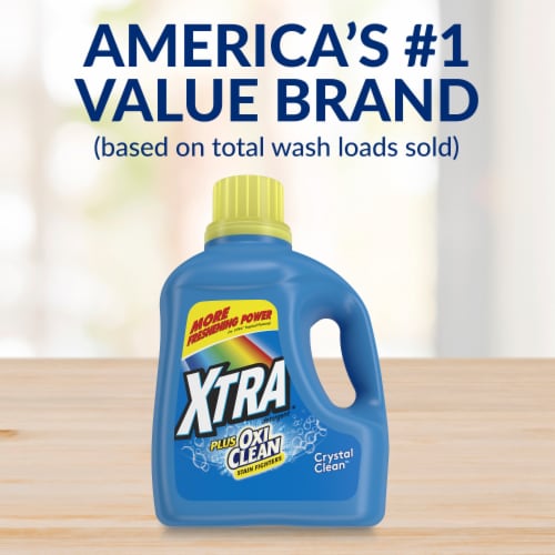 XTRA Plus OxiClean Stain Fighters Crystal Clean Liquid Laundry Detergent Perspective: left