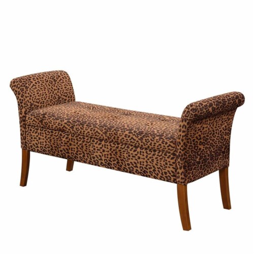 Convenience Concepts 143634FLEP Designs4Comfort Garbo Storage Bench Ottoman Forest Leopard 1 Fry s Food Stores