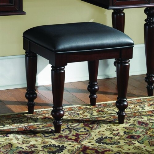 Homestyles Lafayette Wood Vanity Bench in Brown Perspective: left