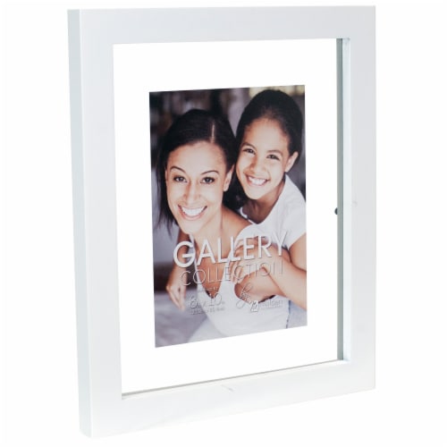Malden International Designs Gallery Collection 8 x 10 Inch Float White Picture Frame Perspective: left