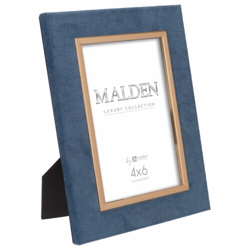 Malden Luxury Collection Velvet Photo Frame - Blue / Gold Perspective: left