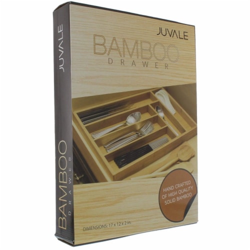 Large Silverware Drawer Organizer, Bamboo-Like Drawer Divider (17 x 12 x 2 In) Perspective: left