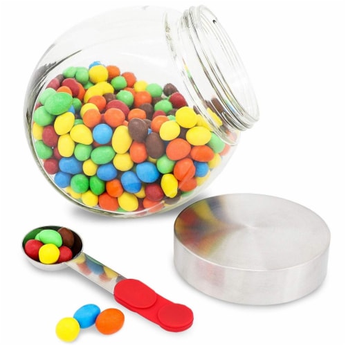 58 Ounce Glass Penny Jar with Magnetic Stainless Steel Lid and Scoop for Food Storage Perspective: left