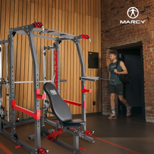Marcy pro smith machine weight bench sales home gym total body workout training system