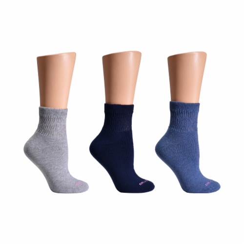 Dr. Motion® Super Comfort Diabetic Quarter Socks - Blue Perspective: left