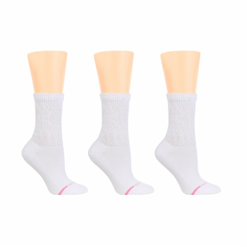 Dr. Motion® Super Comfort Diabetic Crew Socks - White Perspective: left