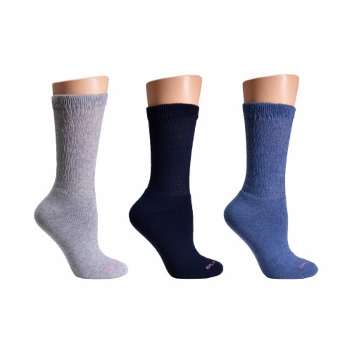 Dr. Motion® Super Comfort Diabetic Crew Socks - Blue Perspective: left
