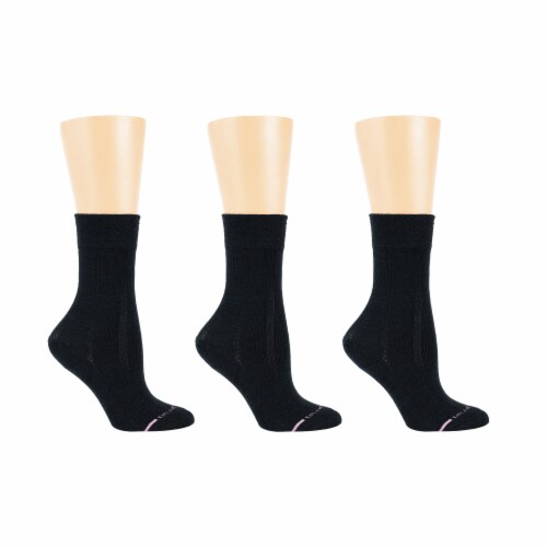 Dr. Motion® Everyday Diabetic Comfort Crew Socks - Black Perspective: left