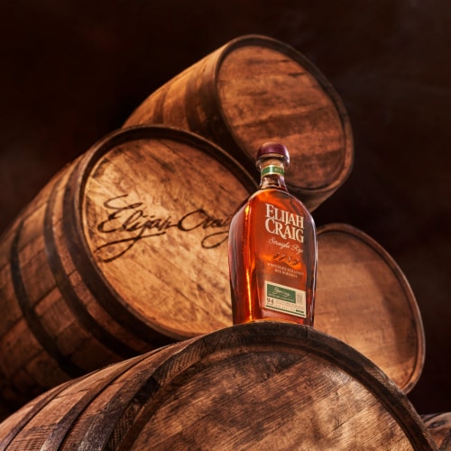 Elijah Craig Straight Rye Whiskey Perspective: left
