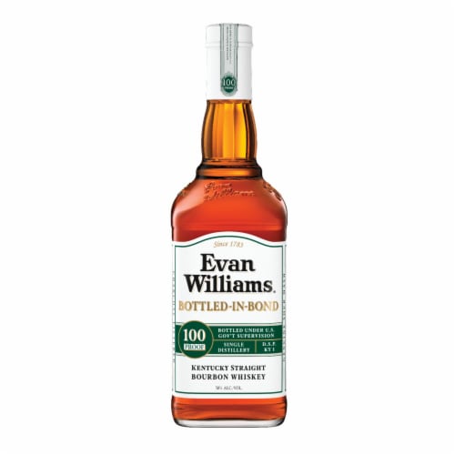 Evan Williams White Label Bottled in Bond Kentucky Straight Bourbon Whiskey Perspective: left